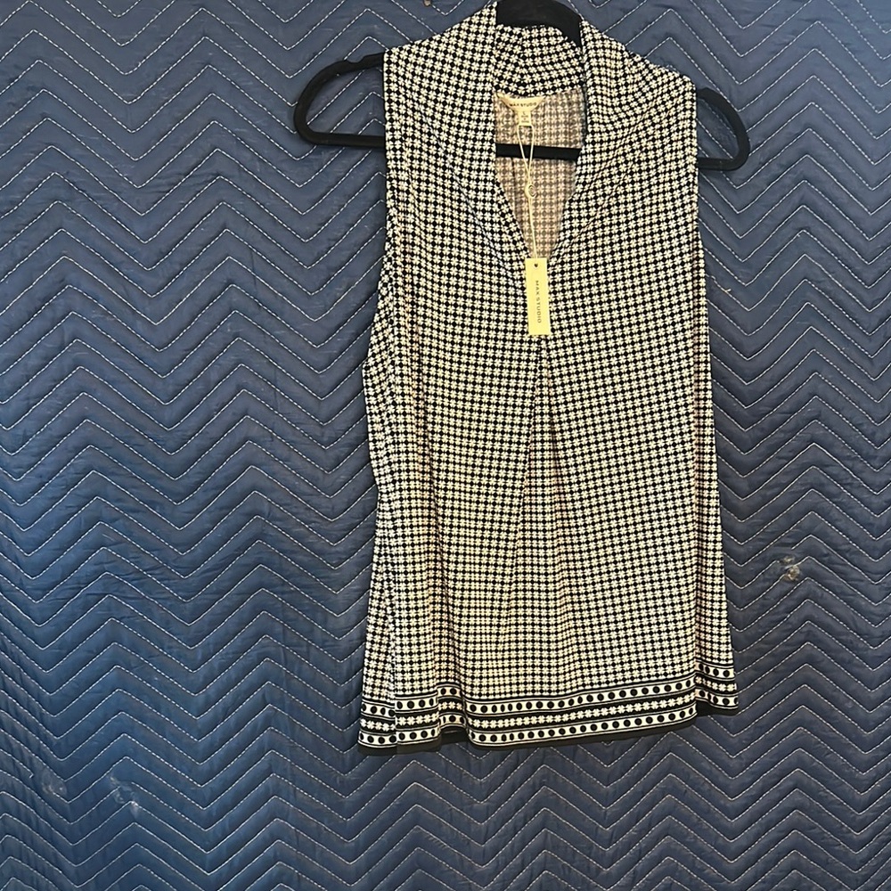 Chico's Black and White Sleeveless Blouse